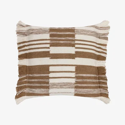 Dunelm Torode Woven Striped Square Cushion Baked Earth