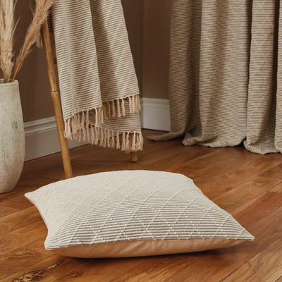 Dunelm Tufted Diamond Floor Cushion Brown