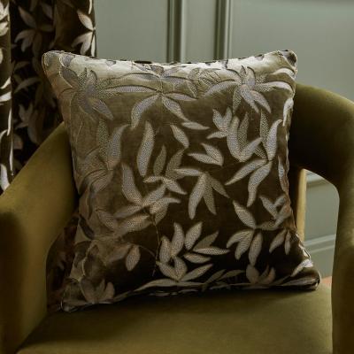 Dunelm Asami Cut Velvet Cushion Olive