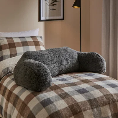 Dunelm Charcoal Teddy Bear Cuddle Cushion for Single Bed Charcoal (Grey)