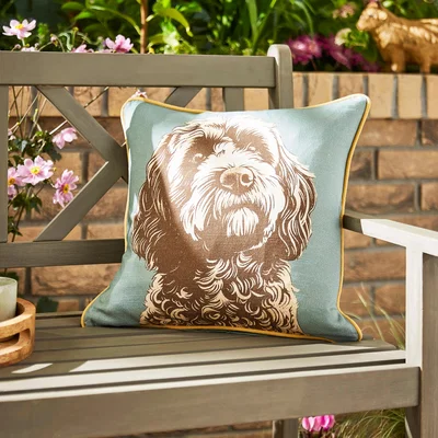 Dunelm Cockapoo Green Outdoor Square Cushion