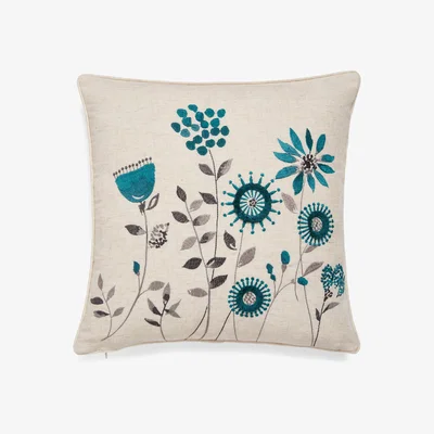 Dunelm Scandi Field Embroidered Cushion Teal