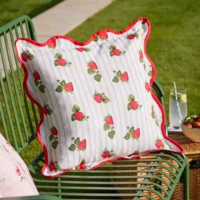 Dunelm Fruits Strawberries Outdoor Square Cushion