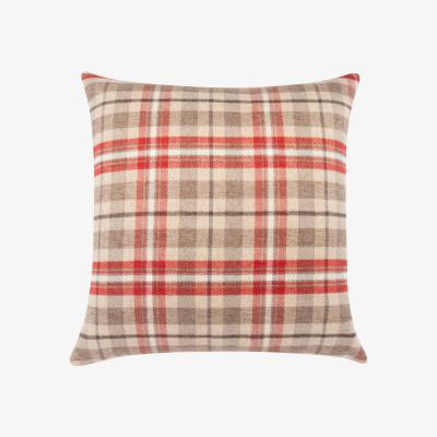 Dunelm Large Hunter Check Woven Cushion Red, Brown and Pink