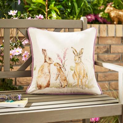 Dunelm Hare Family Outdoor Square Cushion