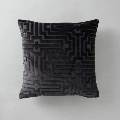 Dunelm Harlow Greek Key Velvet Cushion Grey