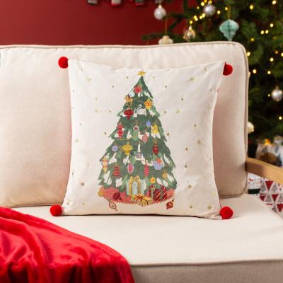 Dunelm Furn. Deck The Halls Tree Square Cushion MultiColoured