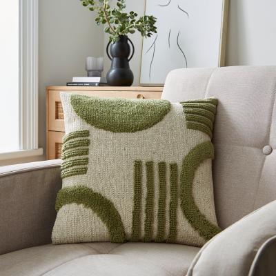 Dunelm Circular Knit Abstract Cushion Olive