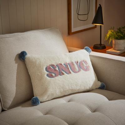 Dunelm Snug Fur Rectangular Cushion Cream