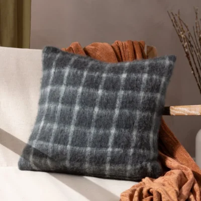 Dunelm Yard Yarrow Check Square Cushion