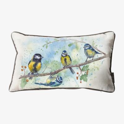 Dunelm Aquarelle Bluetits Cushion MultiColoured