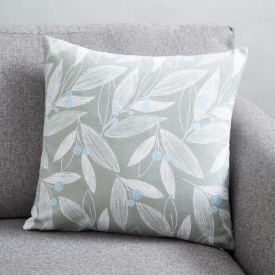 Dunelm Elements Floral Printed Cushion Cover Duck Egg (Blue)