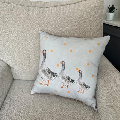 Dunelm Daro Geese Farm Square Cushion Grey