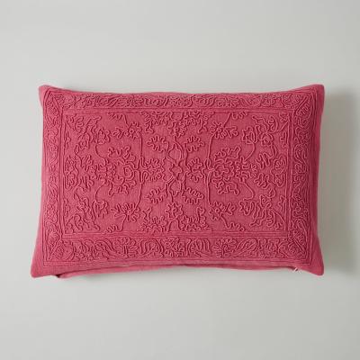 Dunelm Stone Washed Oriental Cushion Fuschia