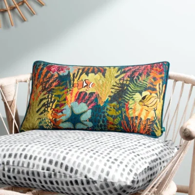 Dunelm Wylder Nature Abyss Coral Bay Rectangle Cushion