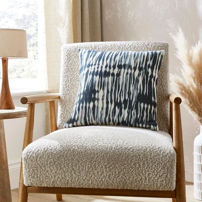 Dunelm Indian Block Print Navy Square Cushion