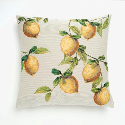 Dunelm Lemon Tapestry Cushion Cover Yellow, Green and White