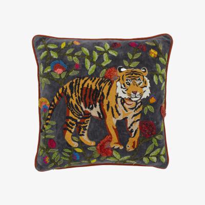 Dunelm Paoletti Samurai Embroidered Tiger Cushion Pink/Blue/White/Red/Orange/Green