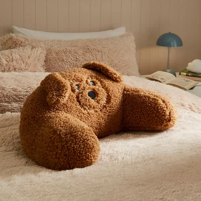 Dunelm Reggie the Cockapoo Cuddle Cushion Brown
