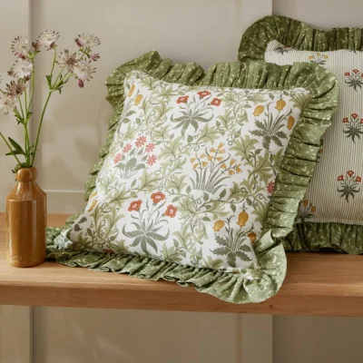 Dunelm William Morris At Home Celandine Frilled Square Cushion