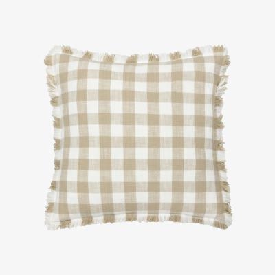 Dunelm Yard Barton Check Cotton Square Cushion Natural