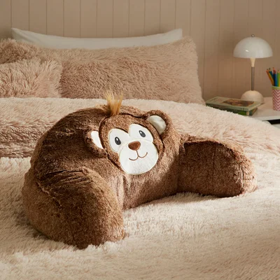 Dunelm Monkey Cuddle Cushion Brown