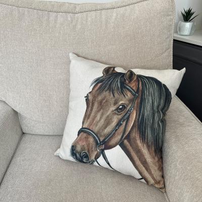 Dunelm Christine Varley Pale Brown Bay Horse Square Cushion Brown