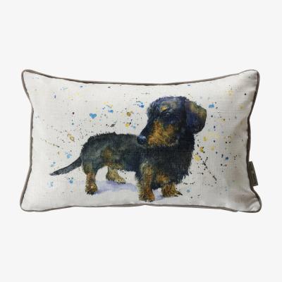 Dunelm Aquarelle Dachshund Cushion MultiColoured