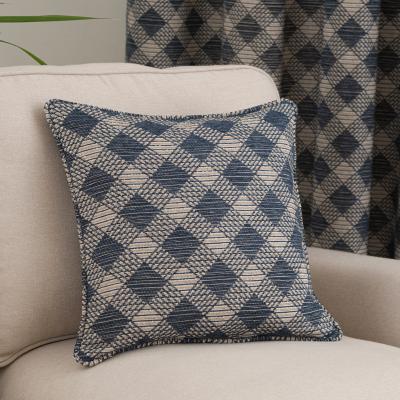 Dunelm Brody Check Square Cushion Navy