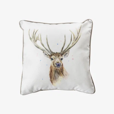 Dunelm Aquarelle Stag Cushion MultiColoured