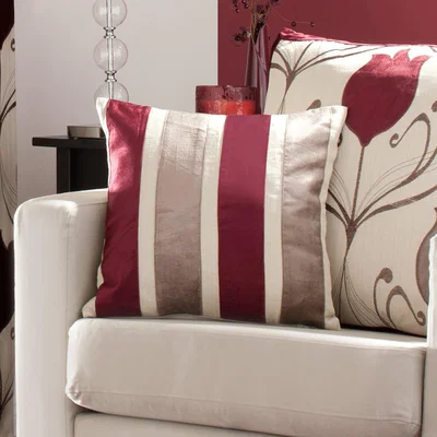 Dunelm Lalique Wine Striped Cushion Dark Red