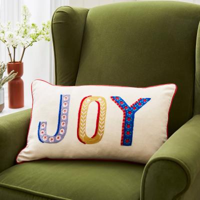 Dunelm Joy Embroidered Cushion MultiColoured
