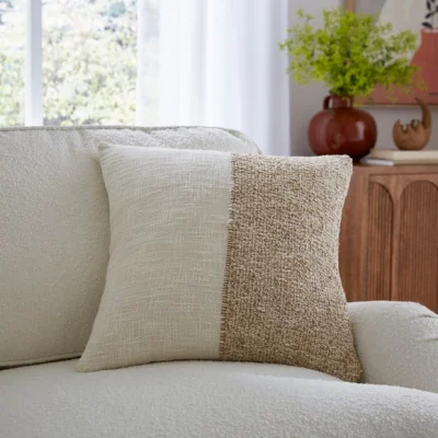 Dunelm Half White Half Jute Square Cushion