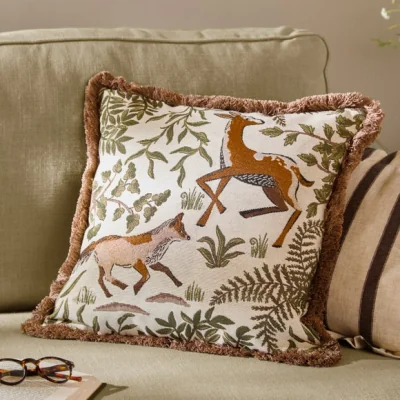 Dunelm Wylder Nature Fable Fox & Deer Cotton Square Cushion