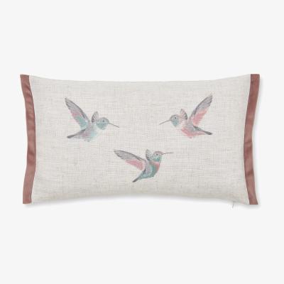 Dunelm Pink Embroidered Hummingbird Cushion Pink