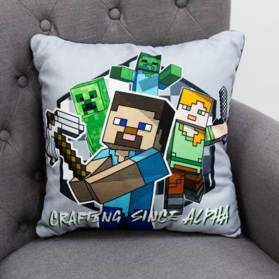 Dunelm Minecraft Square Cushion Grey