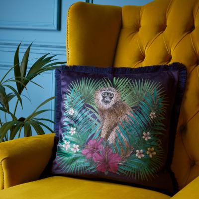 Dunelm Matthew Williamson Monkey Square Feather Filled Cushion Blue