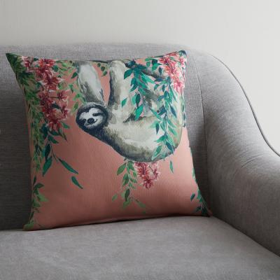 Dunelm Sloth Jungle Print Cushion MultiColoured