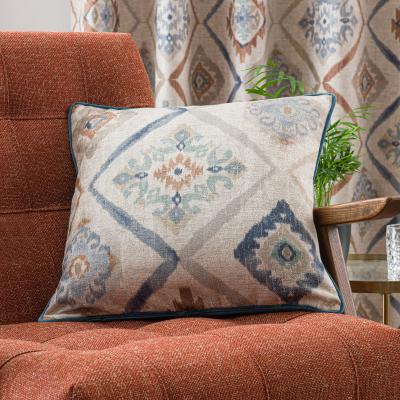 Dunelm Marrakech Blue Cushion Blue, Brown and Grey