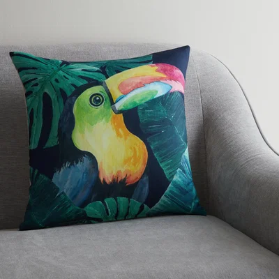 Dunelm Toucan Jungle Print Cushion MultiColoured