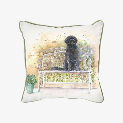 Dunelm Aquarelle Labradoodle Cushion MultiColoured