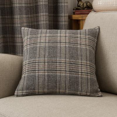 Dunelm Yorkshire Check Biscuit Cushion Grey, Brown and White