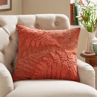 Dunelm Churchgate Fawsley Fern Square Cushion Orange Umber