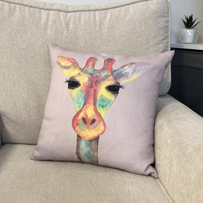 Dunelm Daro Pink Giraffe Square Cushion MultiColoured