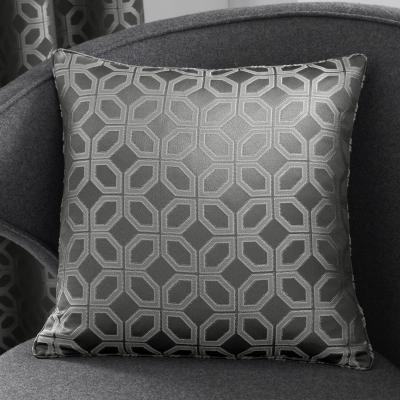 Dunelm Curtina Oriental Squares Geometric Charcoal Cushion Charcoal