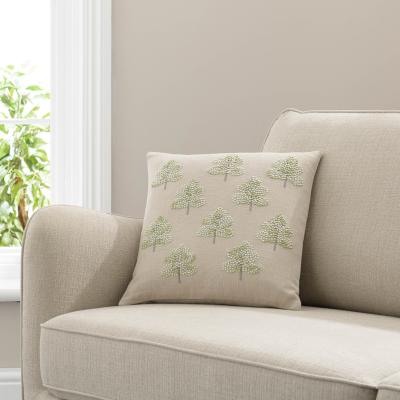 Dunelm French Knot Trees Cushion Green