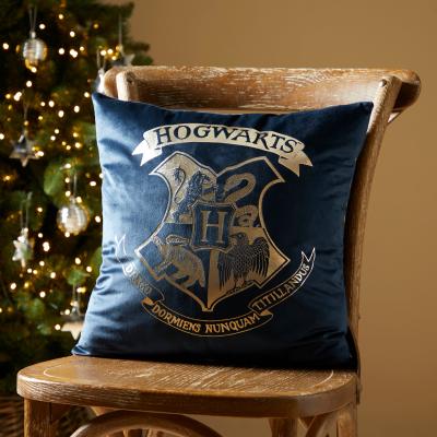 Dunelm Harry Potter Printed Foil Navy Cushion Navy