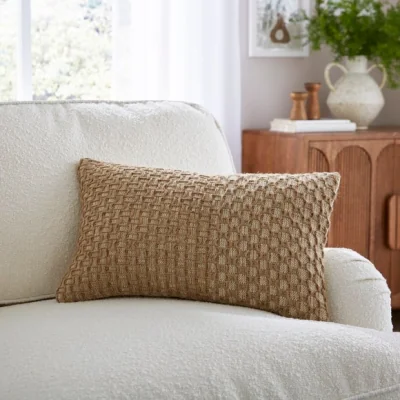 Dunelm Waffle Weave Jute Rectangle Cushion