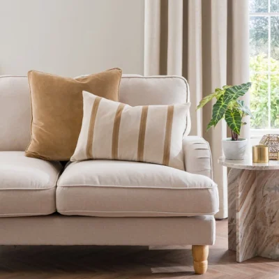 Dunelm Clara Pencil Stripe Velvet Rectangle Cushion