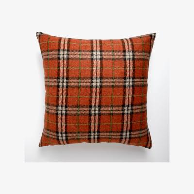 Dunelm Ruskin Orange Check 43cm x 43cm Cushion Orange